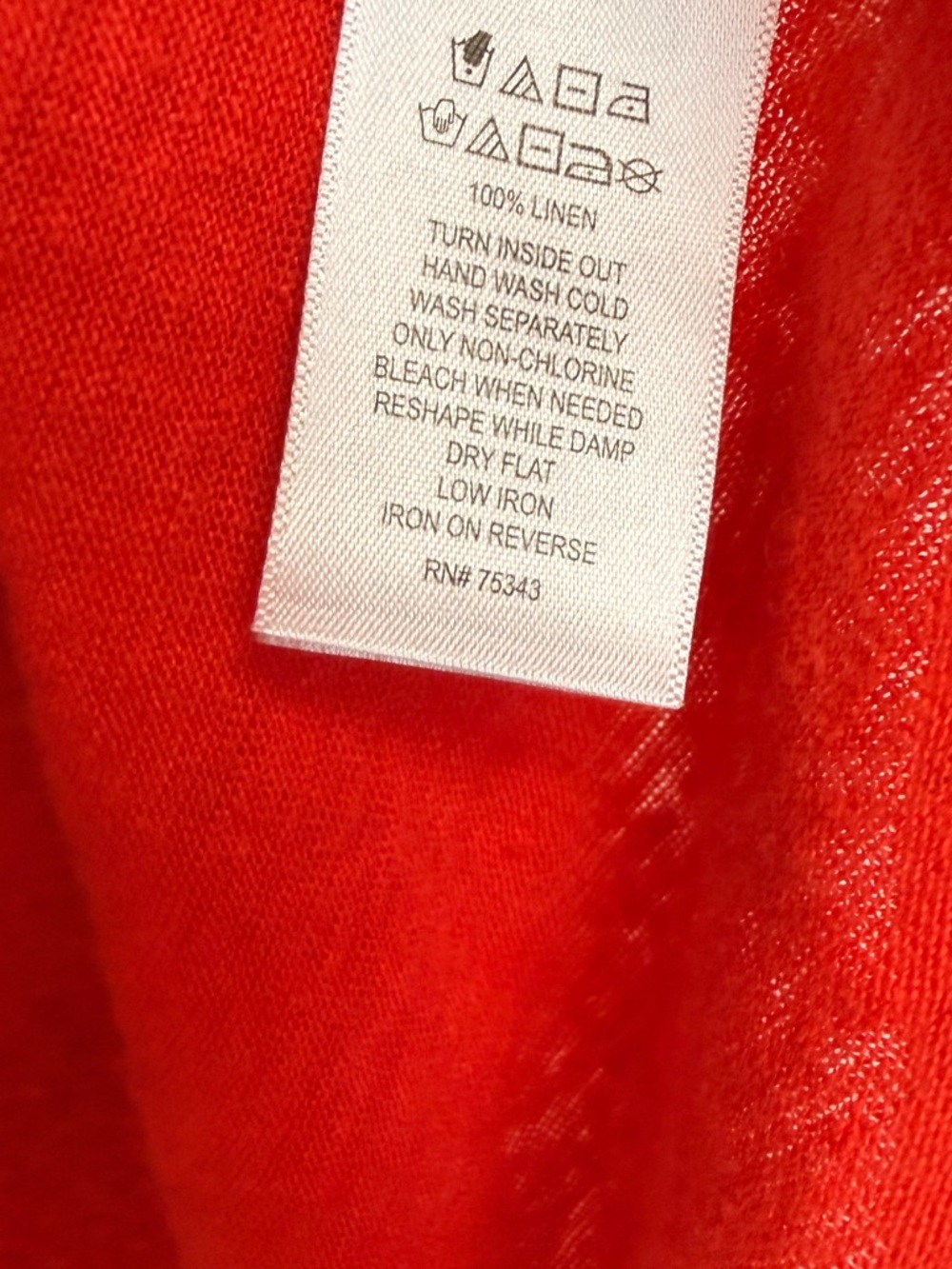 Red Linen Top 1X Lightweight Breathable V-Neck Tahari Minimalist Coastal Relaxed - Picture 3 of 8